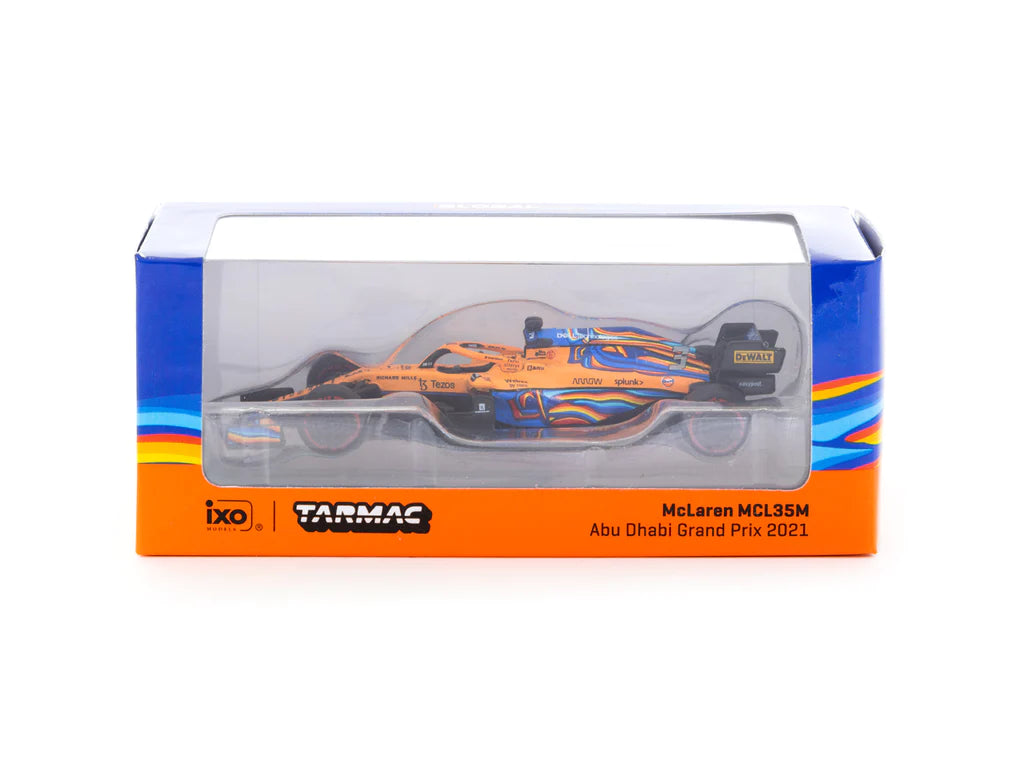 Tarmac Works 1:64 Scale McLaren MCL35M Formula 1 Car - Abu Dhabi Grand Prix 2021 Edition - Daniel Ricciardo Collectible Diecast Model - Perfect for F1 Fans, Display Cases & Racing Enthusiasts