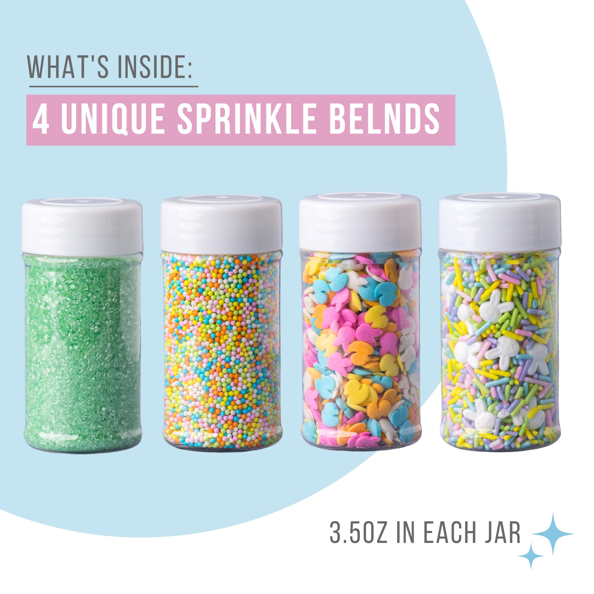Easter Sprinkles Mix - 4 Pack Spring Shape Edible Decorations for Cakes, Cookies, Cupcakes & Ice Cream | Sweet Indeed Baking Supplies | Perfect for Easter Desserts, Party Treats & Holiday Baking