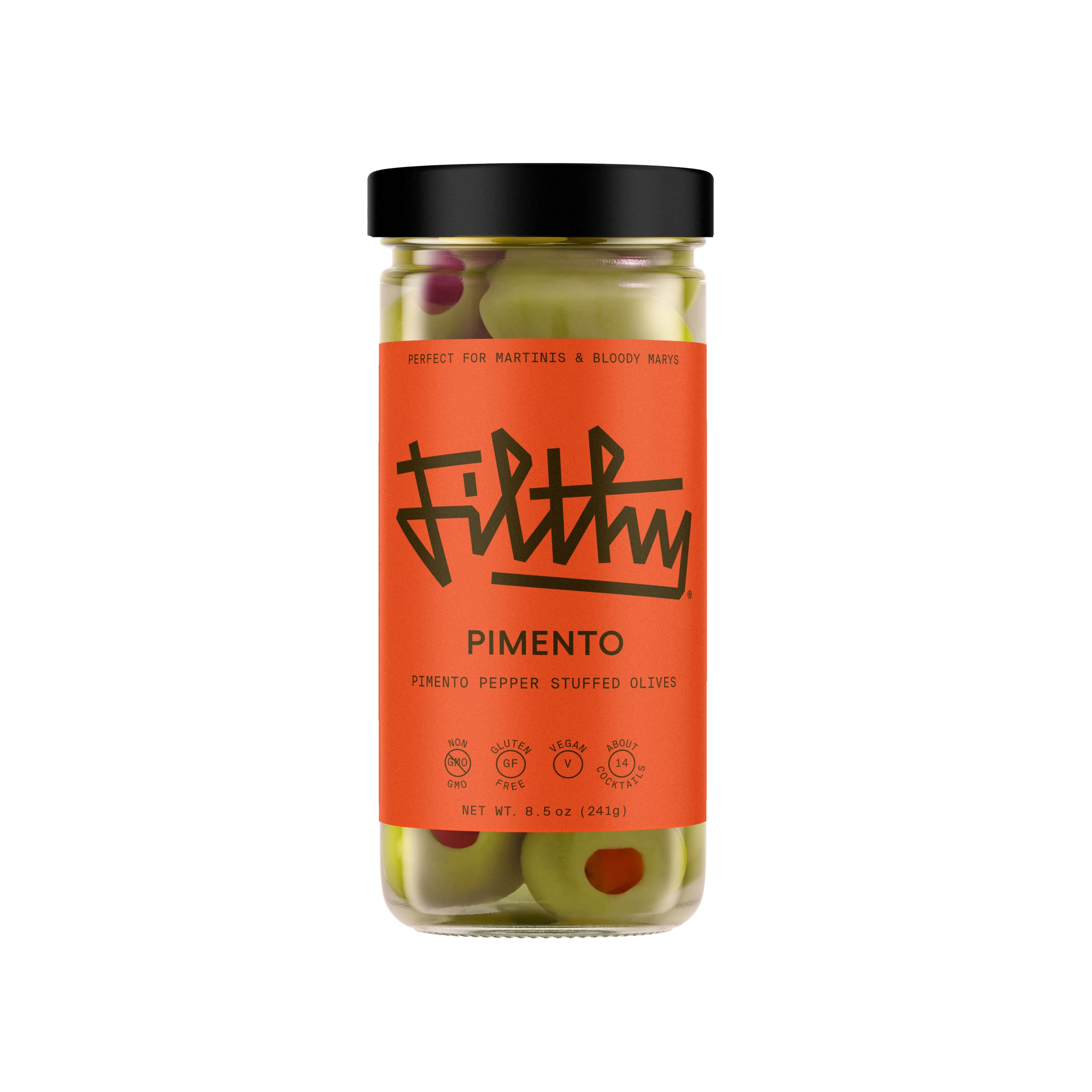 Premium Pimento Stuffed Olives - 8.5 Oz Jar (14 Count) | Perfect for Cocktail Garnish & Martini Making | Gourmet Olive Snack for Charcuterie Boards & Party Platters