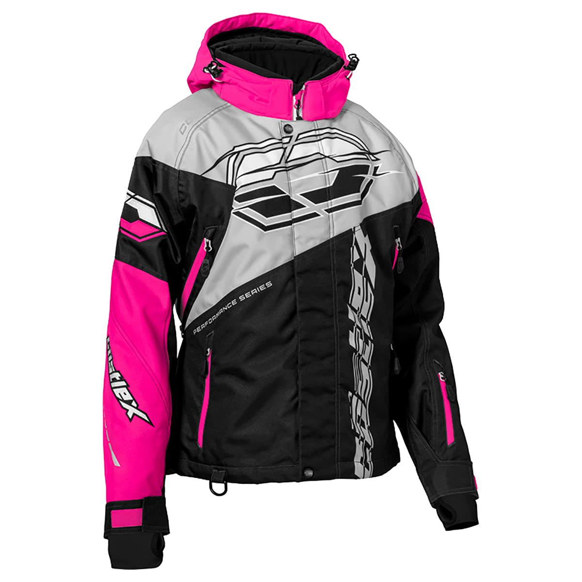 CastleX Women's Code Jacket - Silver, Black & Pink Glo - XX-Large Size | Waterproof Windbreaker for Outdoor Activities, Hiking & Winter Fashion