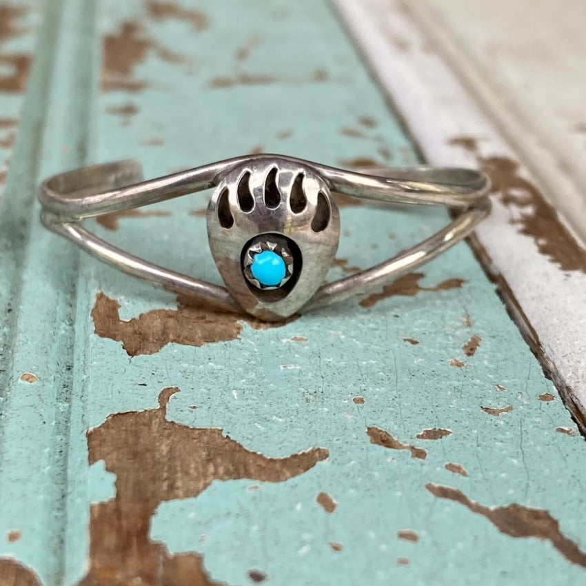 Authentic Tiny Navajo Turquoise Baby Bracelet - Sterling Silver Handmade Jewelry for Newborns, Christening & Special Occasions