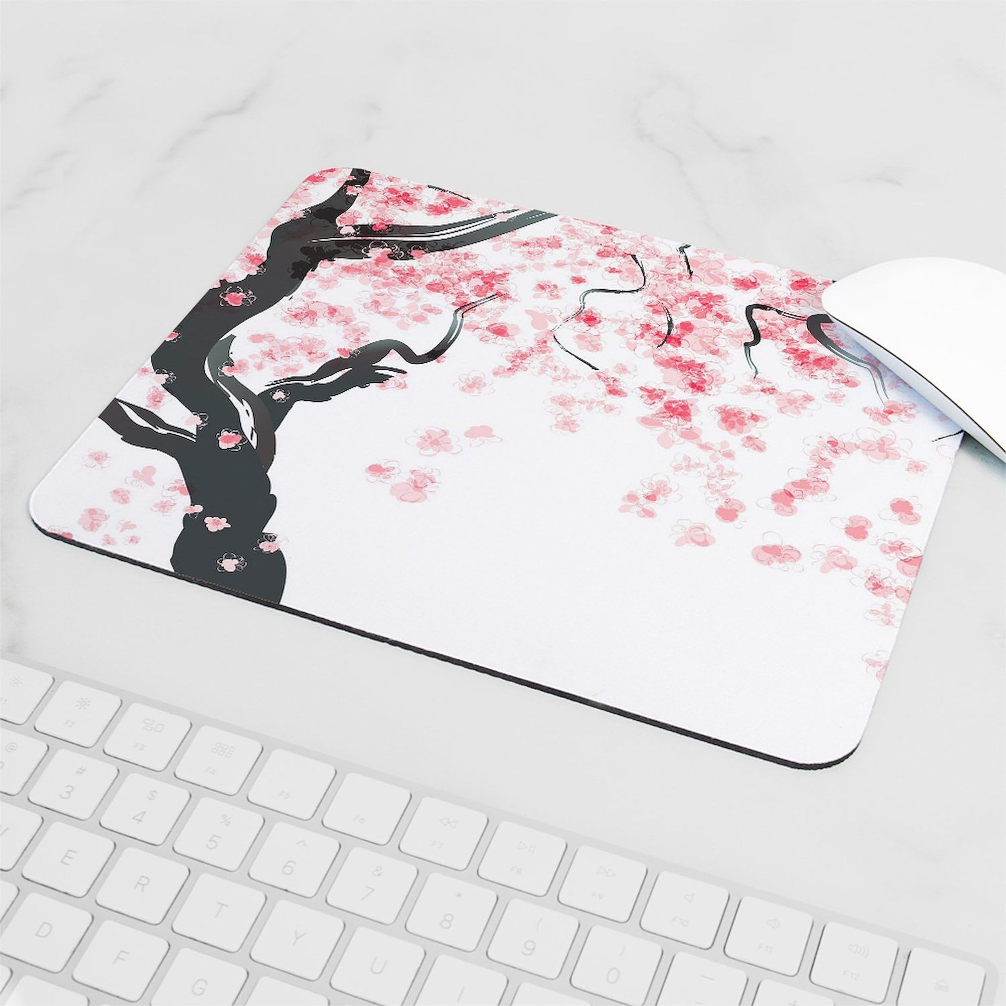 Japanese Cherry Blossom Non-Slip Rubber Mouse Pad - Gaming & Office Computer Mousepad for PC, Laptop, Work & Home Decor
