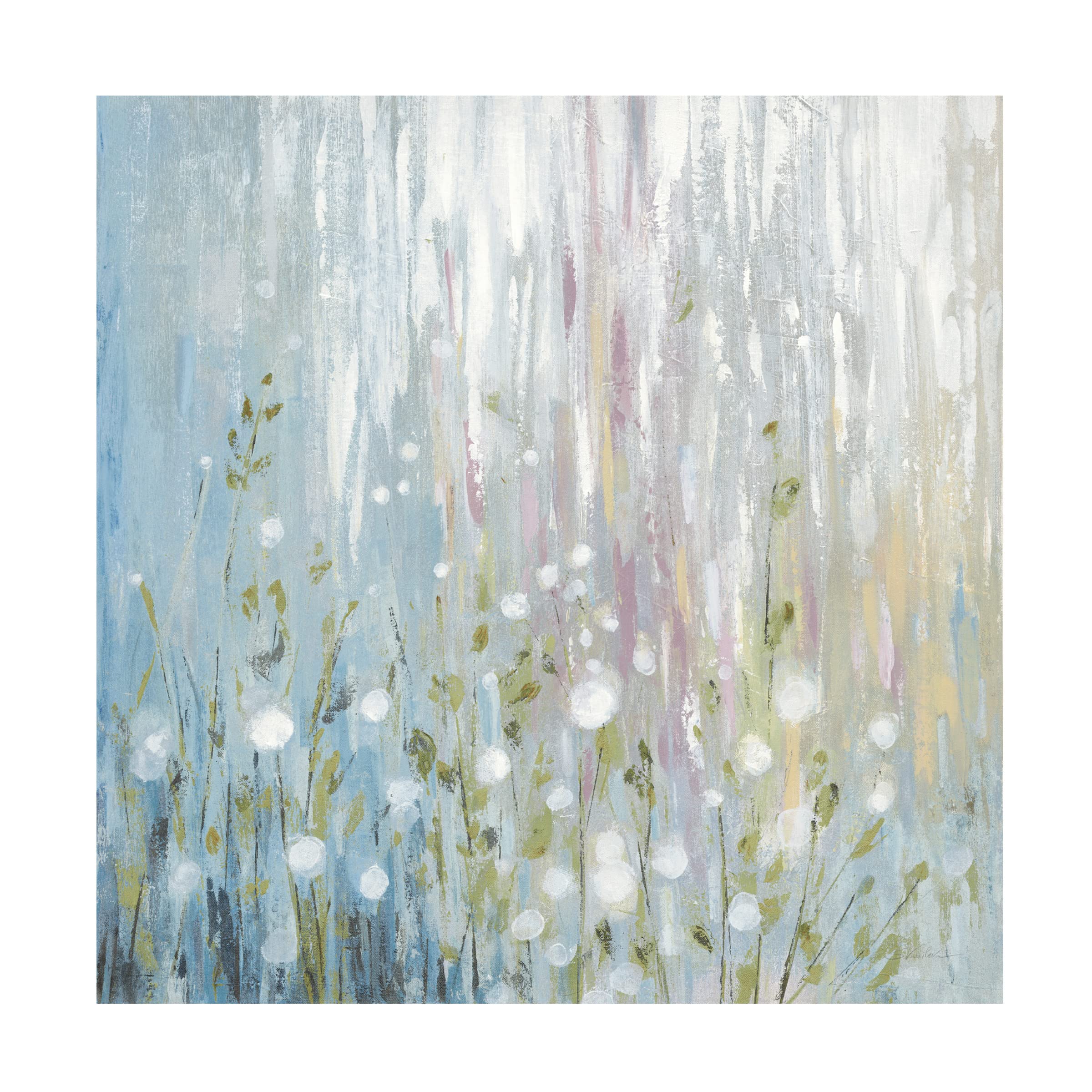 Silvia Vassileva 'January Branches Blue Green' Canvas Wall Art - Modern Abstract Painting for Living Room, Bedroom & Office Decor