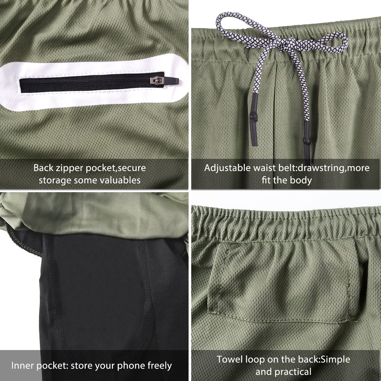 **Aptoco Men's 2-in-1 Gym Shorts - Quick-Dry Running & Workout Shorts with Pockets - Perfect for Training, Jogging & Outdoor Activities**
