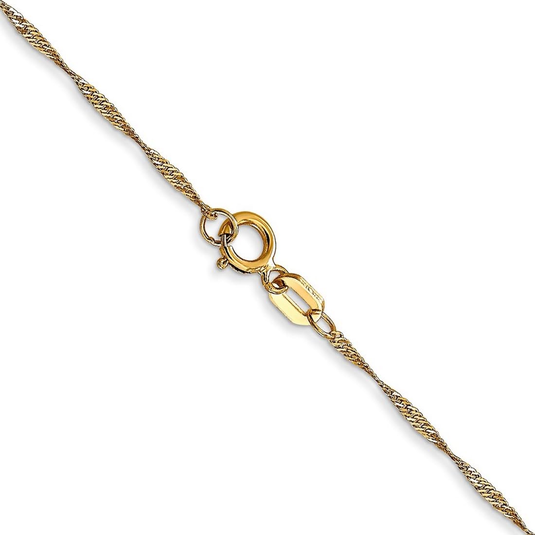 14K Yellow Gold Solid Spring Ring 1mm Singapore Chain Necklace for Women & Men - Elegant Unisex Jewelry for Everyday Wear, Gifts & Special Occasions