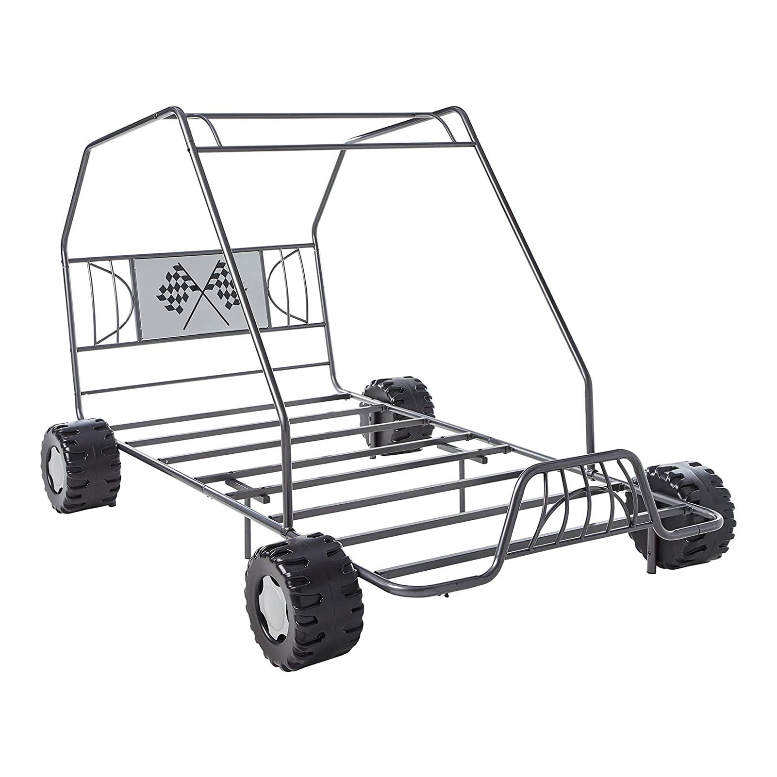 Sturdy Metal Car-Shaped Bed Frame - Noise-Free Design for Kids & Hotels - Bronze Finish | Perfect for Themed Bedrooms & Guest Rooms