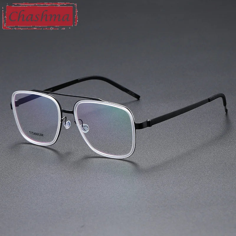 Unisex Titanium Square Full Rim Double Bridge Eyeglasses 49911 – Lightweight & Durable for Reading, Work, and Everyday Use