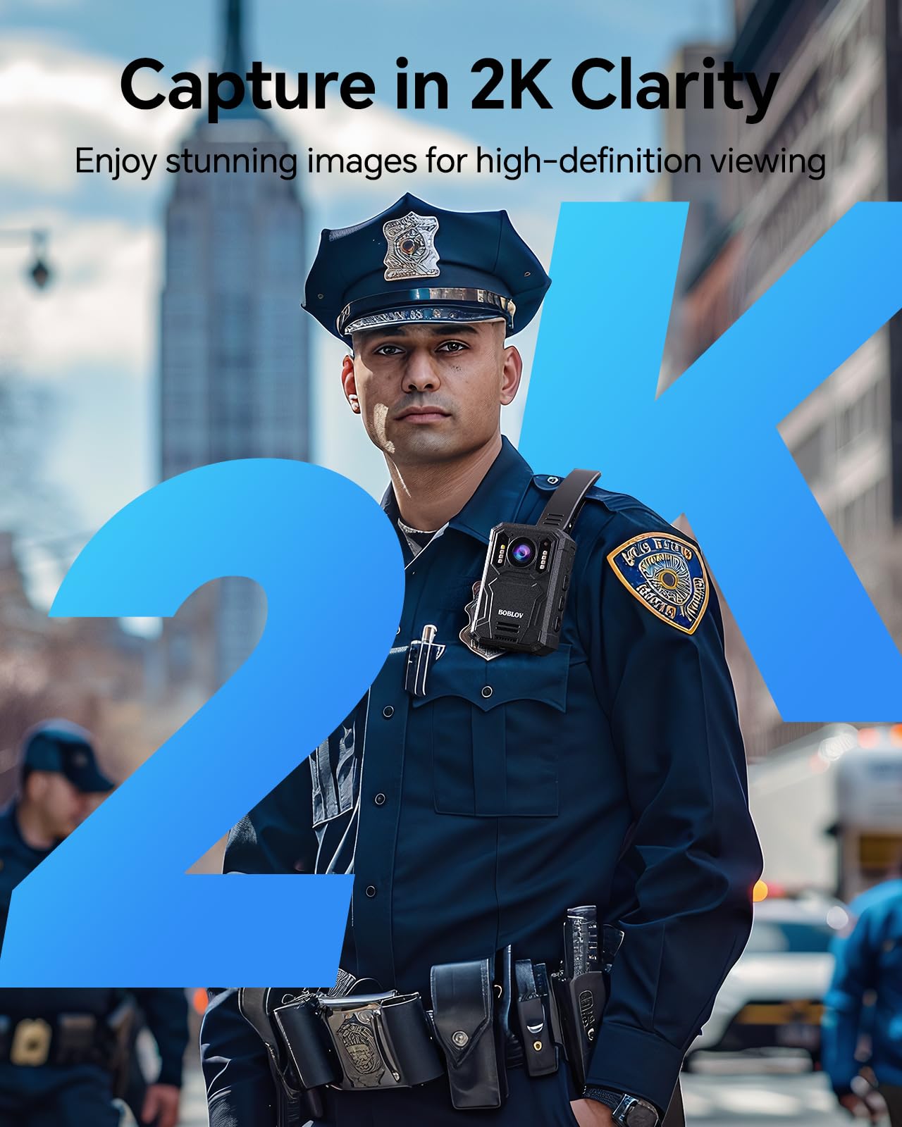 BOBLOV KJ23Pro 2K Body Camera with Night Vision - 256GB Storage, 15 Hours Battery Life, IP66 Waterproof - Ideal for Law Enforcement, Security Guards & Outdoor Activities (Hiking, Cycling, Construction Work)