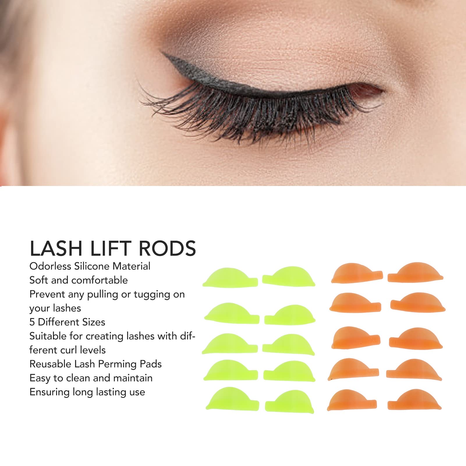 Professional Lash Lift Rods & Soft Eyelash Perming Pads - 5 Sizes Kit for At-Home Eyelash Perming | Perfect for DIY Lash Lifts, Salon-Style Results, and Professional Eyelash Styling