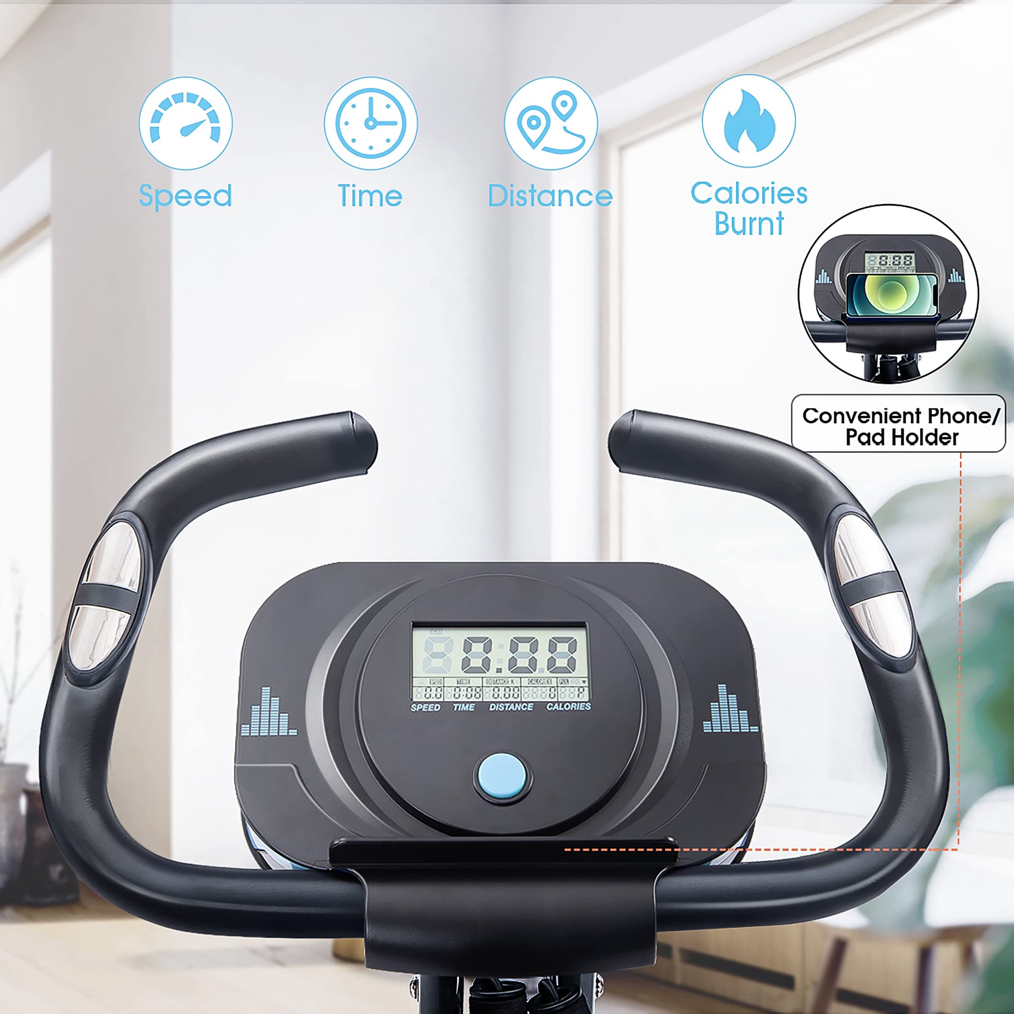 Merax 2-in-1 Folding Exercise Bike - 16-Level Magnetic Resistance Recumbent & Upright Indoor Cycling Bike for Home Workouts | Compact Stationary Fitness Bike for Cardio Training & Weight Loss