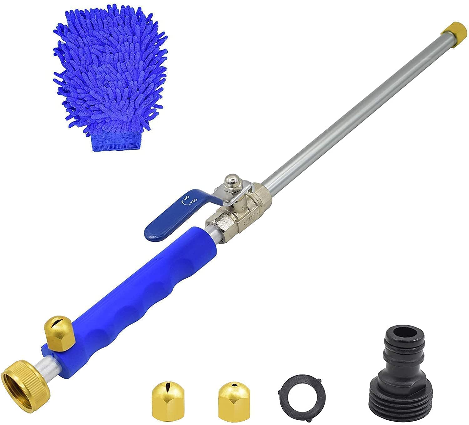 Buyplus Hydro Jet Power Pressure Washer Wand - High Pressure Water Gun with 5 Nozzle Tips, Extendable Garden Hose Sprayer for Car Washing, Window Cleaning, Patio & Driveway - Portable Outdoor Cleaning Tool for Home and Garden Maintenance