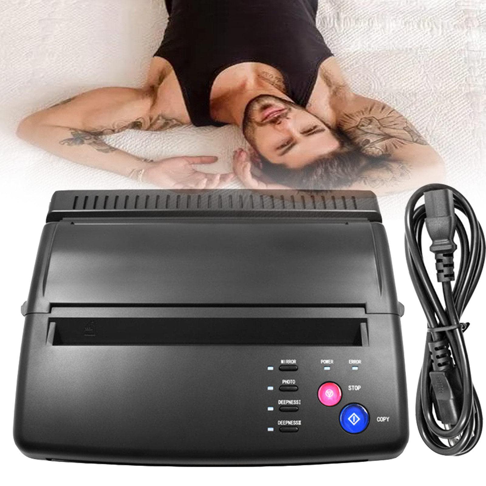 HNCXHX Professional Tattoo Transfer Machine Printer - Thermal Stencil Maker & Copier for Permanent & Temporary Tattoos - Works with Tattoo Transfer Paper & Carbon Paper (Black) - Perfect for Tattoo Artists, Studios & DIY Tattoo Enthusiasts