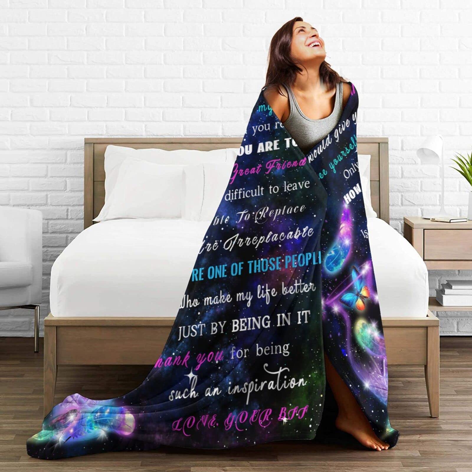 Best Super Soft Fleece Throw Blankets for Women - Cozy Lightweight Blanket Gift for Birthday, Christmas, BFF, Sisters (50