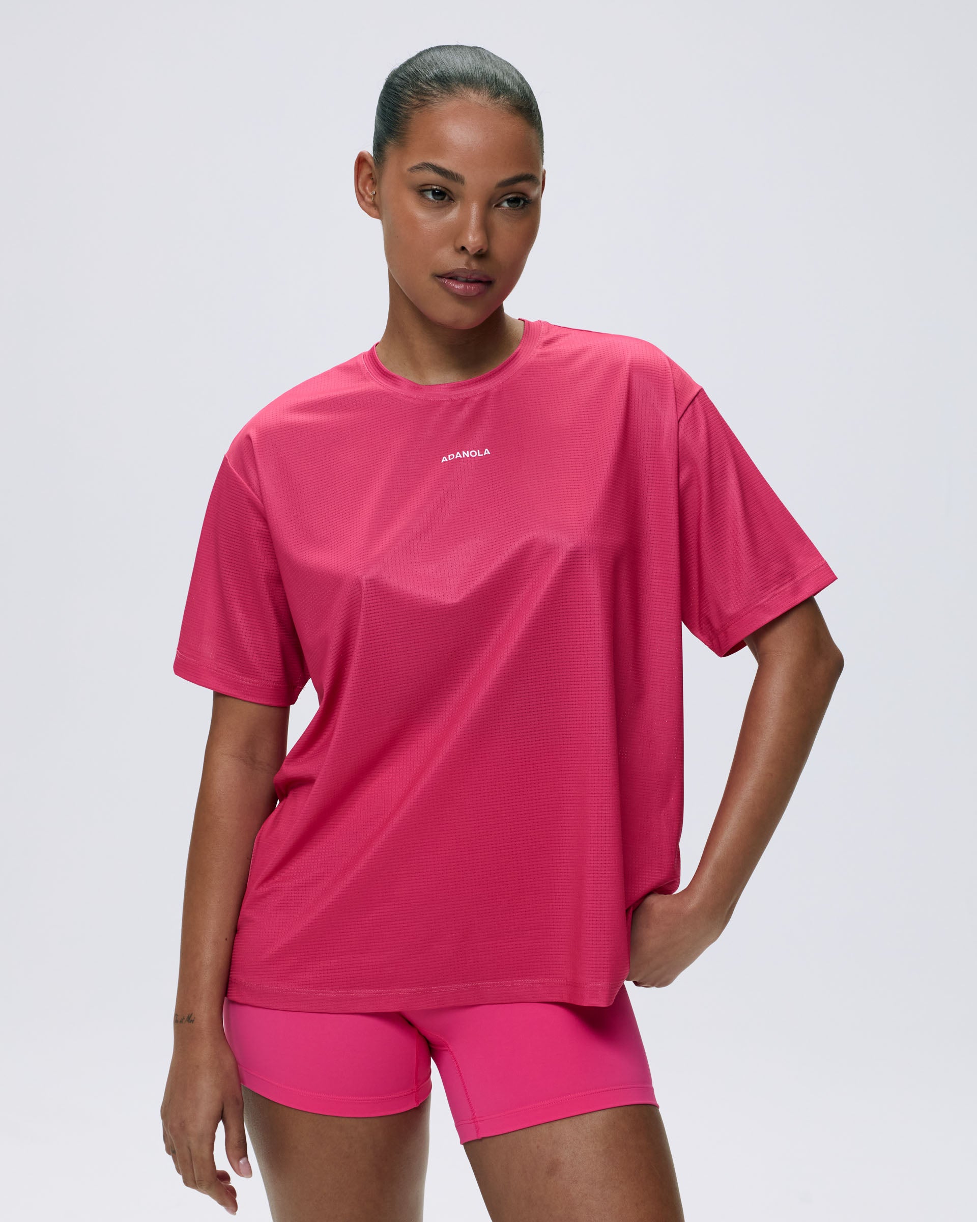 Breathable Mesh Active T-Shirt for Women - Hot Pink | Workout, Running, Yoga & Gym Performance Top