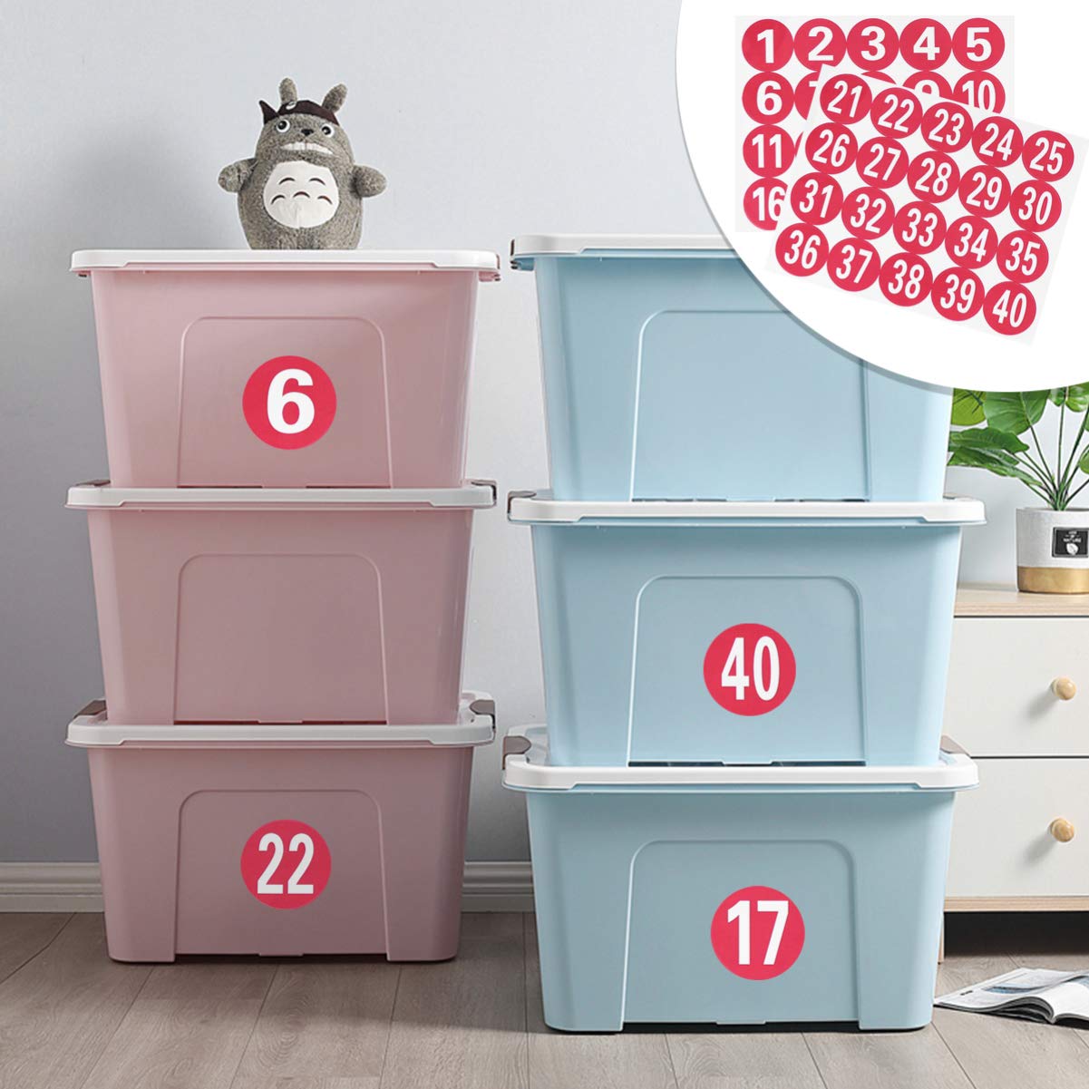 NUOBESTY Custom Number Stickers 1-40 - Self Adhesive Decorative Markers for Tables, Bags & Home - 40PCS Letter & Serial Stickers for DIY Crafts, School Projects & Organization