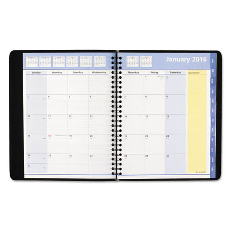 2026 Quicknotes Monthly Planner - Black | Undated Calendar for Productivity & Time Management | Perfect for Office, School & Personal Organization
