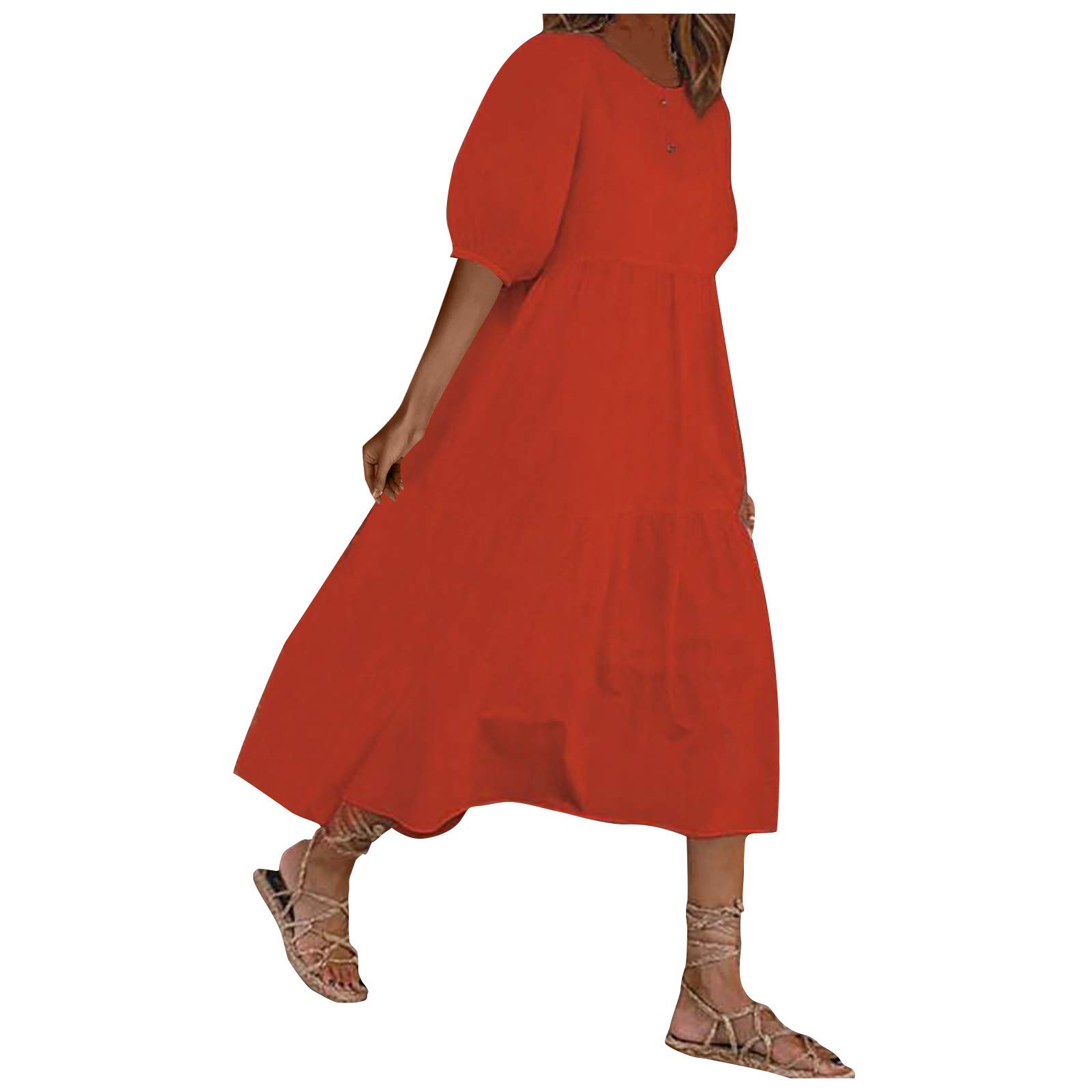 Women's Long Puff Sleeve Dress - Elegant Party & Date Night Loose Summer Sun Dress - Perfect for Beach Vacations, Outdoor Weddings & Casual Outings