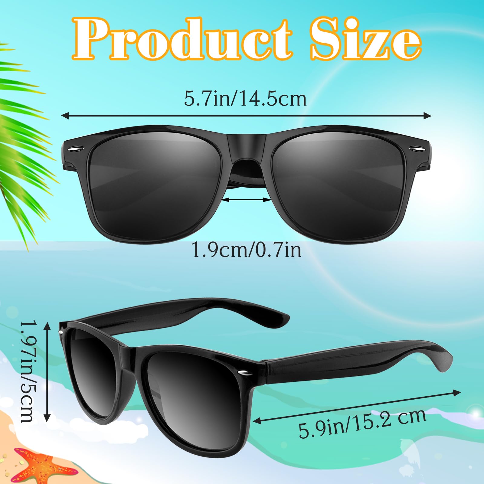 ASTARON Black Sunglasses Bulk Pack (6/12/24/48 Pieces) - UV Protection Party Sunglasses for Summer, Beach, Pool, Birthday & Wedding Events - Perfect for Outdoor Parties, Festivals and Giveaways
