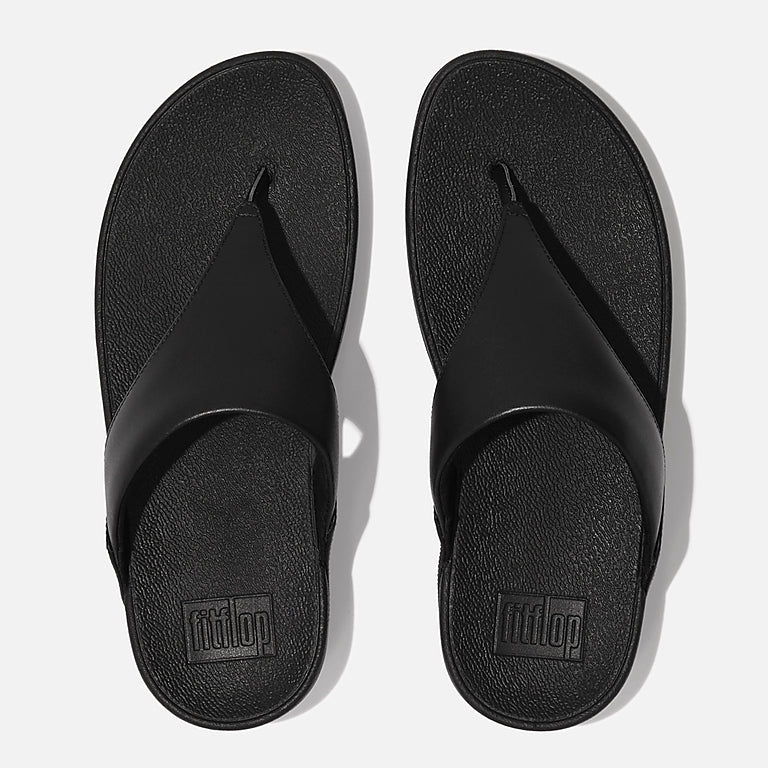 FitFlop Lulu Leather Sandals for Women - Comfortable Black Slide Sandals with Arch Support | Perfect for Summer, Beach, and Casual Wear