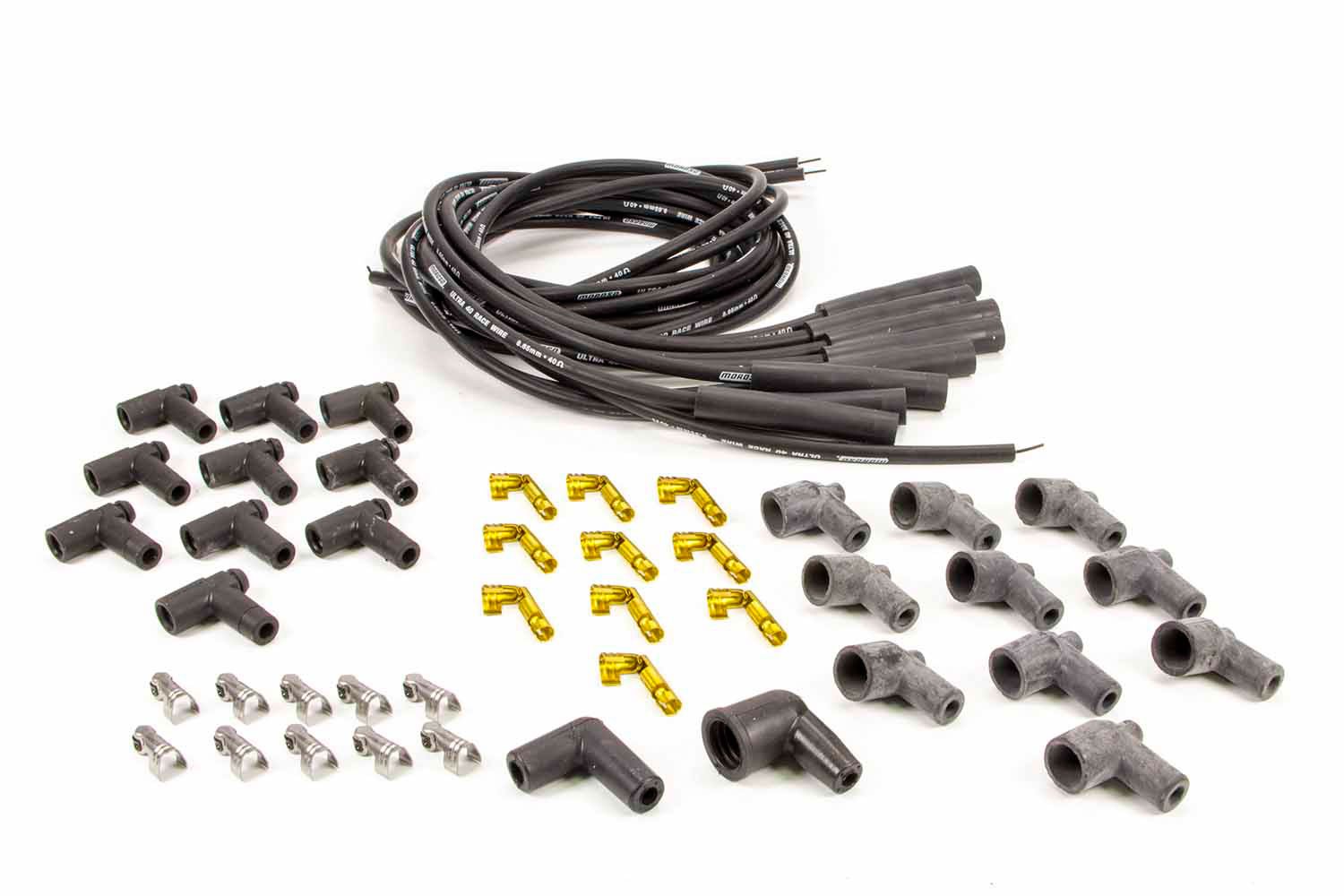 Moroso 73815 Ultra 40 Universal Black Spark Plug Wire Set with Straight Plug Boots - Compatible with Most V8 Engines - Perfect for Automotive Repair & Performance Upgrades