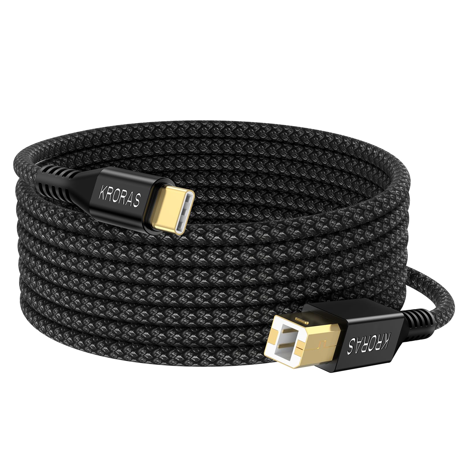 10ft USB B to C Printer Cable - High-Speed USB Type C Cord for iPad Pro, iPad Air, MacBook Pro, MacBook Air M1, Mac Pro - Durable Nylon Braided MIDI Cable for Casio Digital Piano & MIDI Controllers - Perfect for Home Office & Music Studio Setup