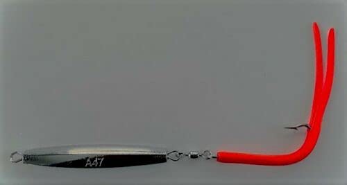 6-Pack Ava 47 Diamond Jigs 4oz Saltwater Fishing Lures with Split Tube Tail Hooks - Perfect for Striped Bass, Bluefish & Offshore Trolling