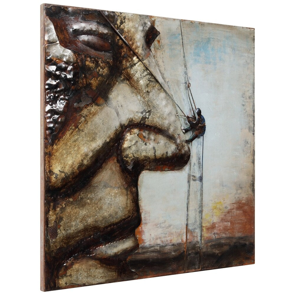 Ascent on Rushmore Mixed Media Iron Hand-Painted 3D Wall Art - Mountain Landscape Decor for Living Room, Bedroom & Office