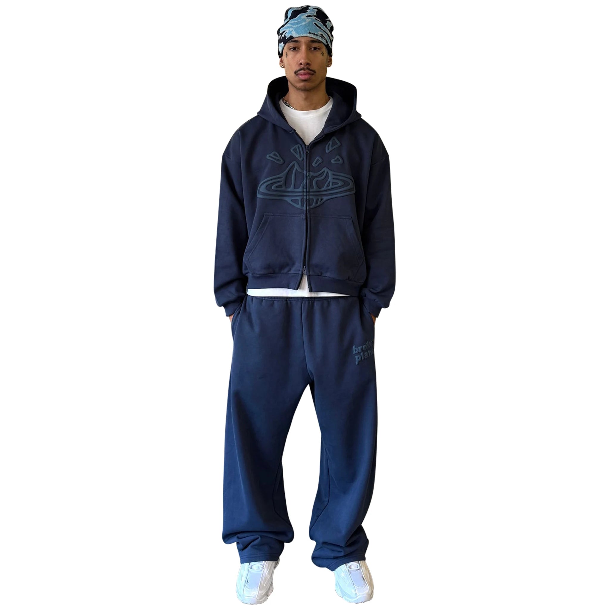 Broken Planet Basics Straight Leg Deep Navy Sweatpants for Men & Women - Comfortable Cotton Joggers for Casual Wear, Lounge, Gym & Travel