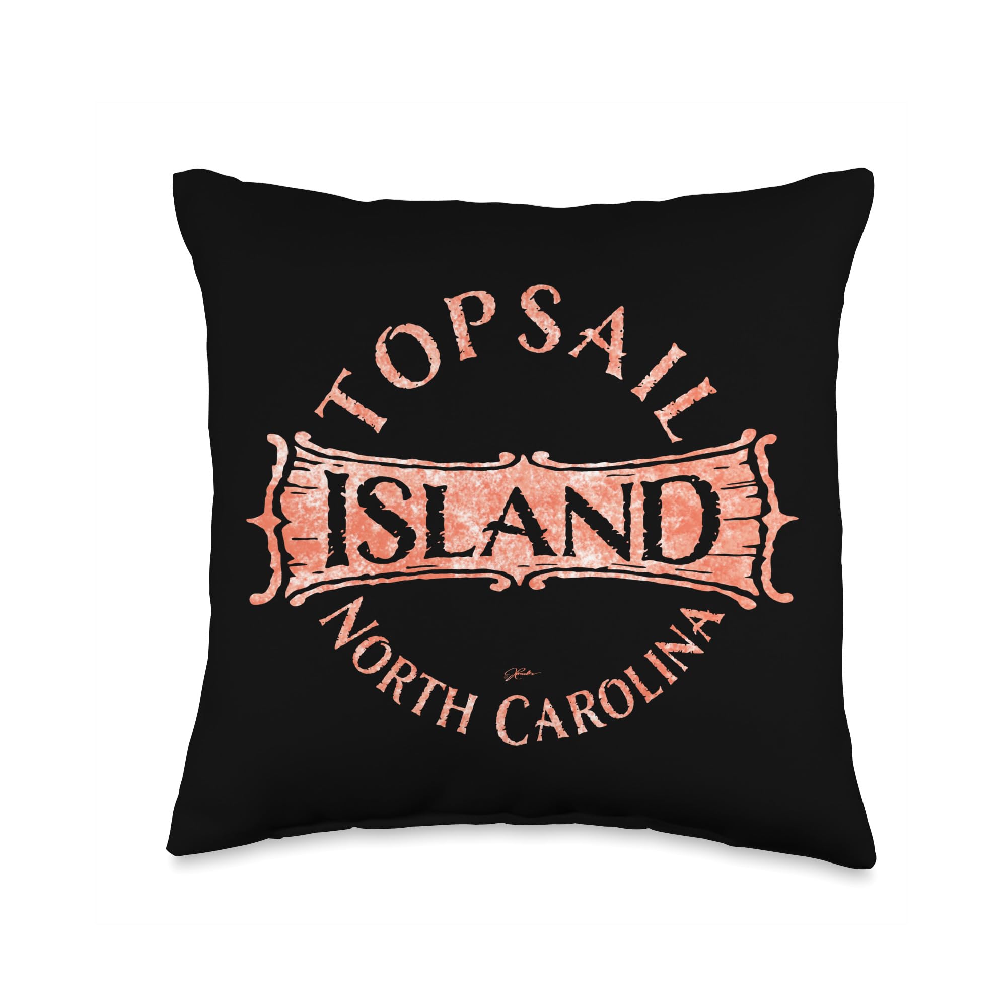Topsail Island North Carolina Throw Pillow - Coastal Decor Cushion Cover for Sofa, Bed, Living Room - Beach House Decor & Home Accents