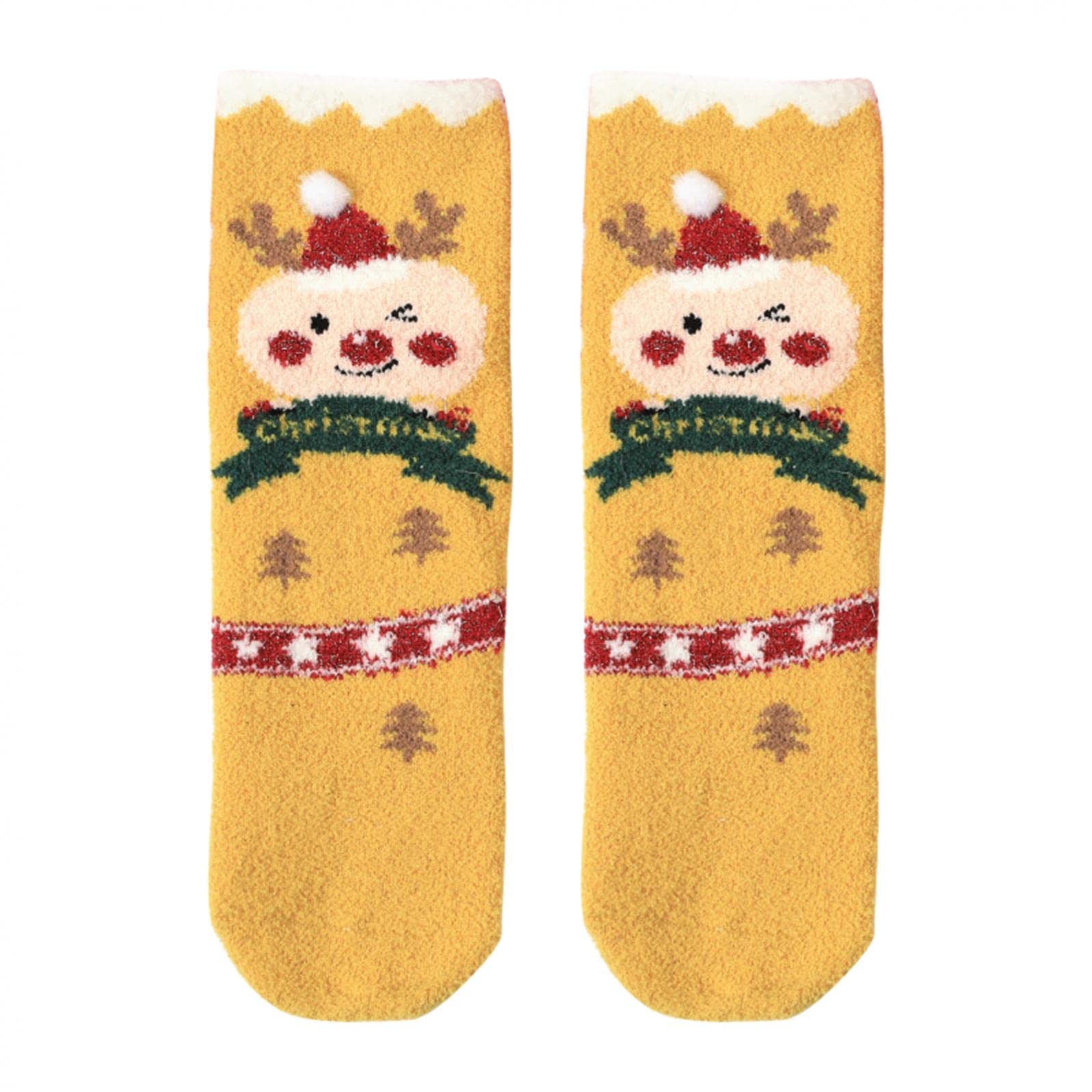 Family Matching Christmas Socks - Coral Fleece Warm Parent-Child Holiday Socks with Cute Cartoon Print for Babies & Adults | Perfect for Xmas Gifts, Family Photos & Cozy Winter Nights