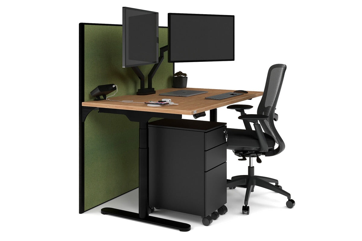 Flexi Premium Height Adjustable Single Workstation Desk - 1200L x 800W with Cable Management Scallop | Ergonomic Standing Desk for Home Office & Workspace