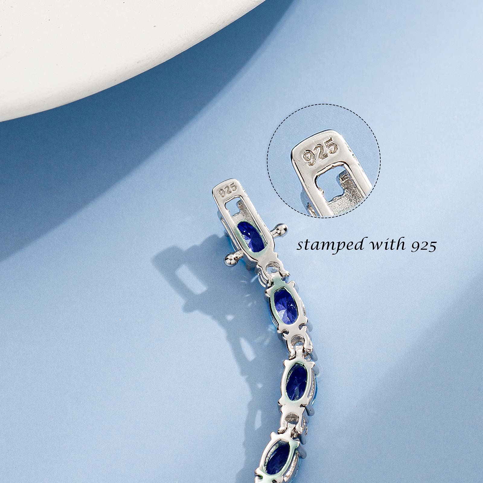 FANCIME Sterling Silver Birthstone Tennis Bracelet - Dainty Charm Bracelet for Women, Mom, Birthday Gift - 7