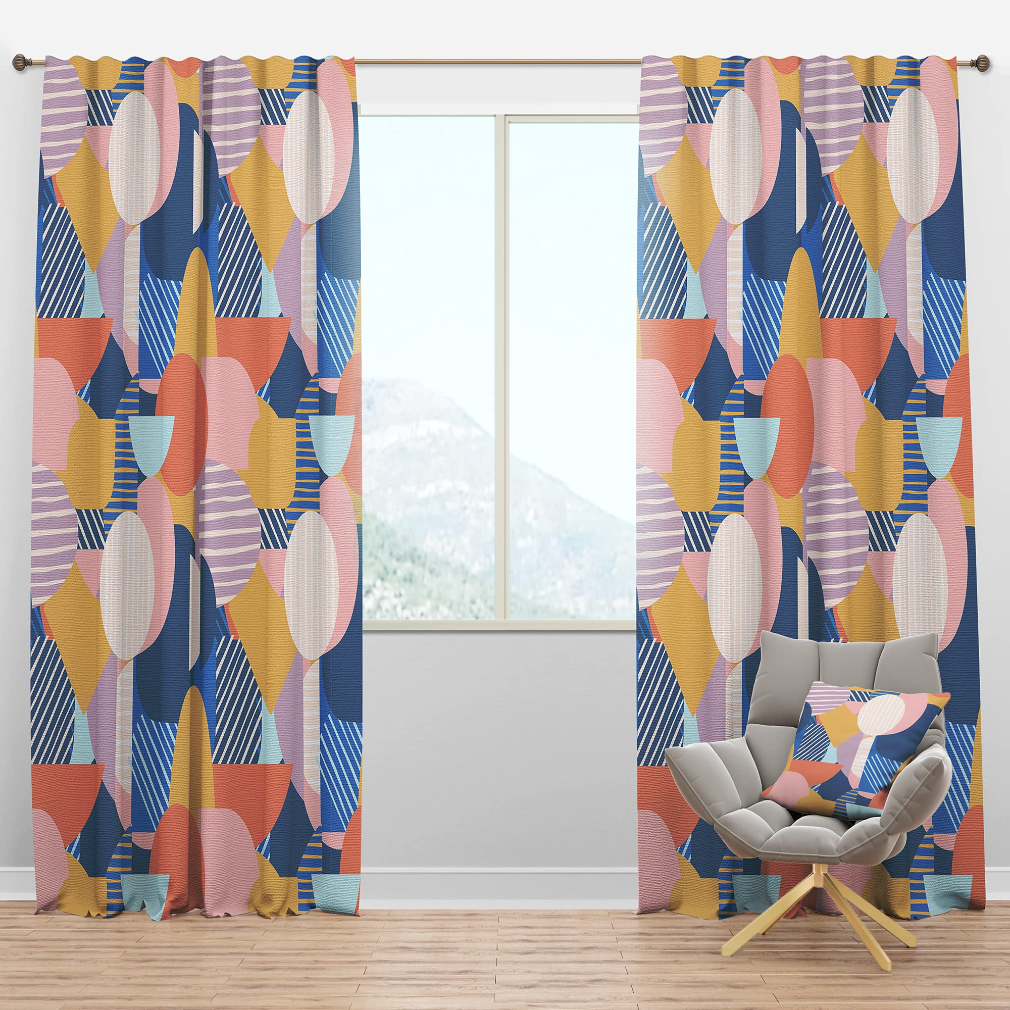 DesignQ Blackout Curtains - Modern Geometric Pattern Thermal Insulated Window Drapes for Bedroom & Living Room - Single Panel 52x120 Inches - Perfect for Home Decor, Light Blocking & Energy Saving