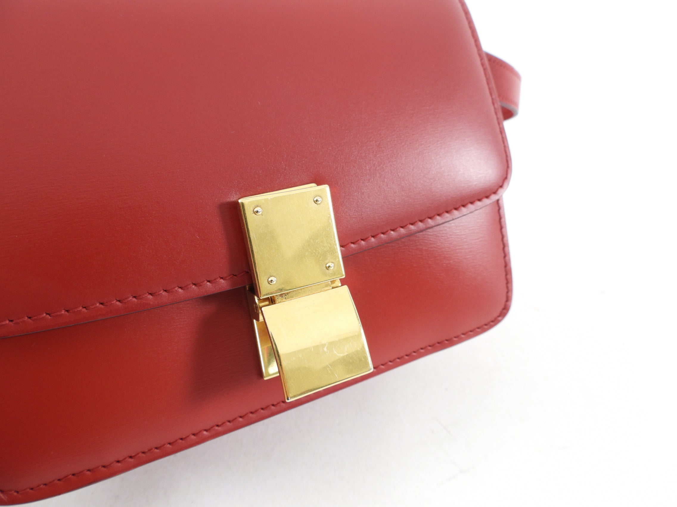 Celine Small Box Bag in Red Smooth Leather - Perfect for Everyday Use, Work & Special Occasions