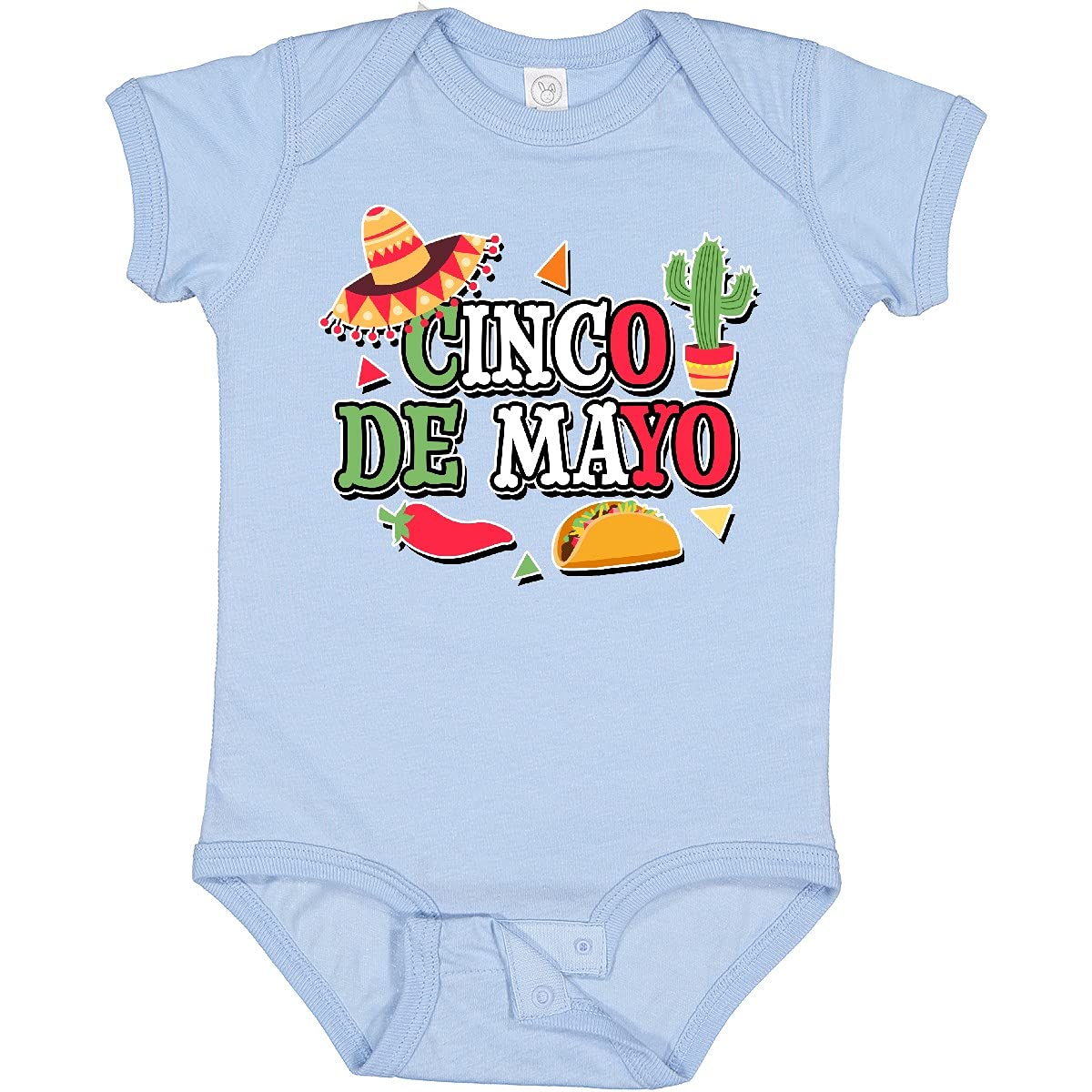 Inktastic Cinco De Mayo Sombrero Red Chili Pepper Taco Baby Bodysuit - Cute Mexican Theme Outfit for Infants, Toddler Fiesta Wear, Holiday Celebration Onesie