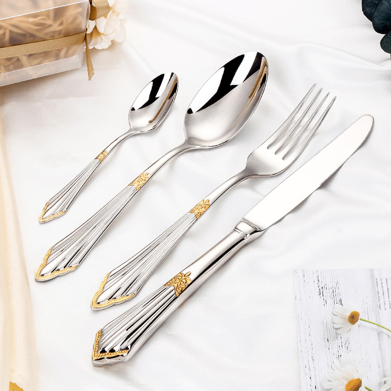 12-Piece Stainless Steel Flatware Set for 3 - Premium Silverware with Mirror Polished Finish, Thickened Handles - Includes Spoons, Forks & Knives - Dishwasher Safe Kitchen Cutlery Set (Copper) - Perfect for Dining, Entertaining & Everyday Use
