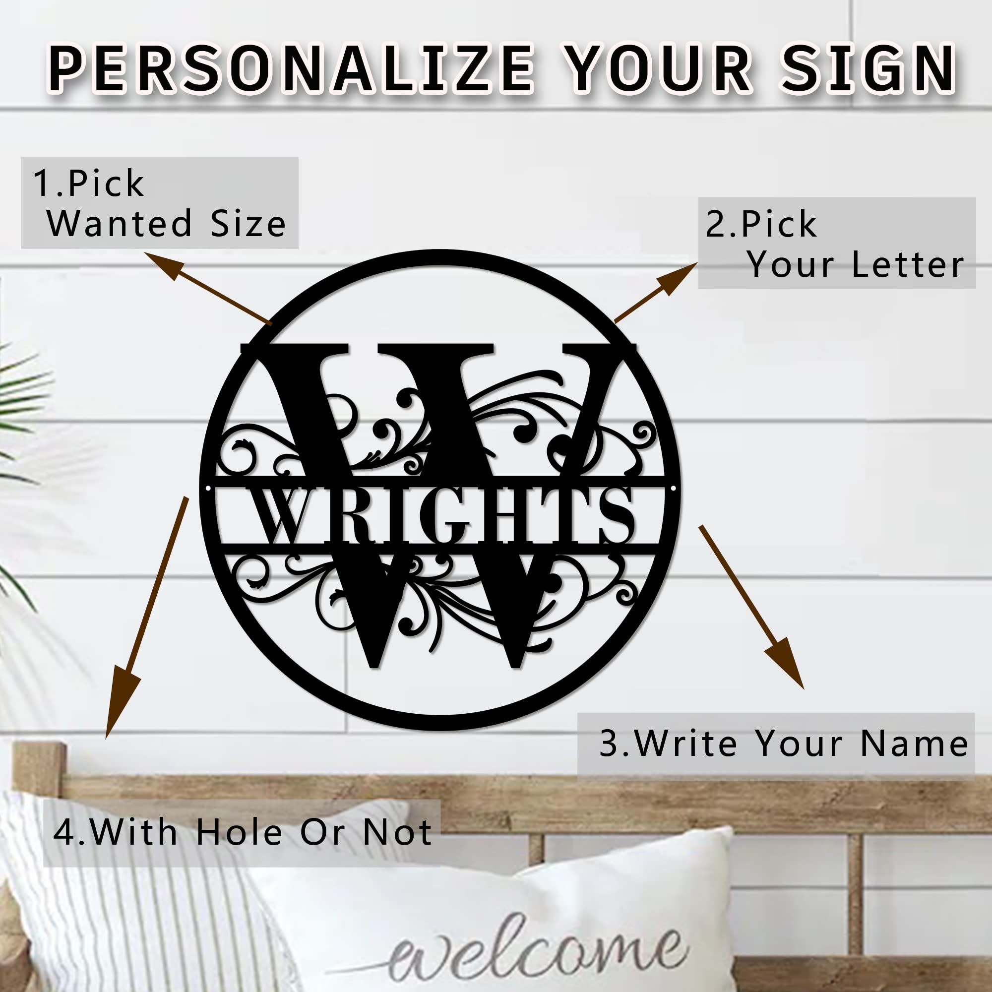 Custom Split Letter Monogram Metal Wall Sign - Personalized Last Name & Family Name Sign - 28 Inch Wedding Gift & Home Decor for Living Room, Bedroom, or Office