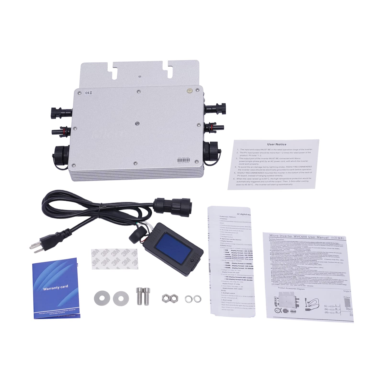 700W Grid Tie Solar Inverter with LCD Display - 30V/36V Aluminum Alloy Inverter Kit for Home Solar Systems (110V, Silver) - Perfect for Off-Grid Living, RV Power & Emergency Backup