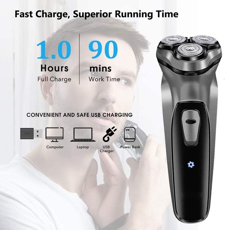 Electric Head Shaver for Bald Men - Rechargeable Waterproof Men's Shaver & Beard Trimmer, Portable Cordless Shaving Machine (BS 2HEAD) - Perfect for Travel, Gym & Daily Grooming Routine