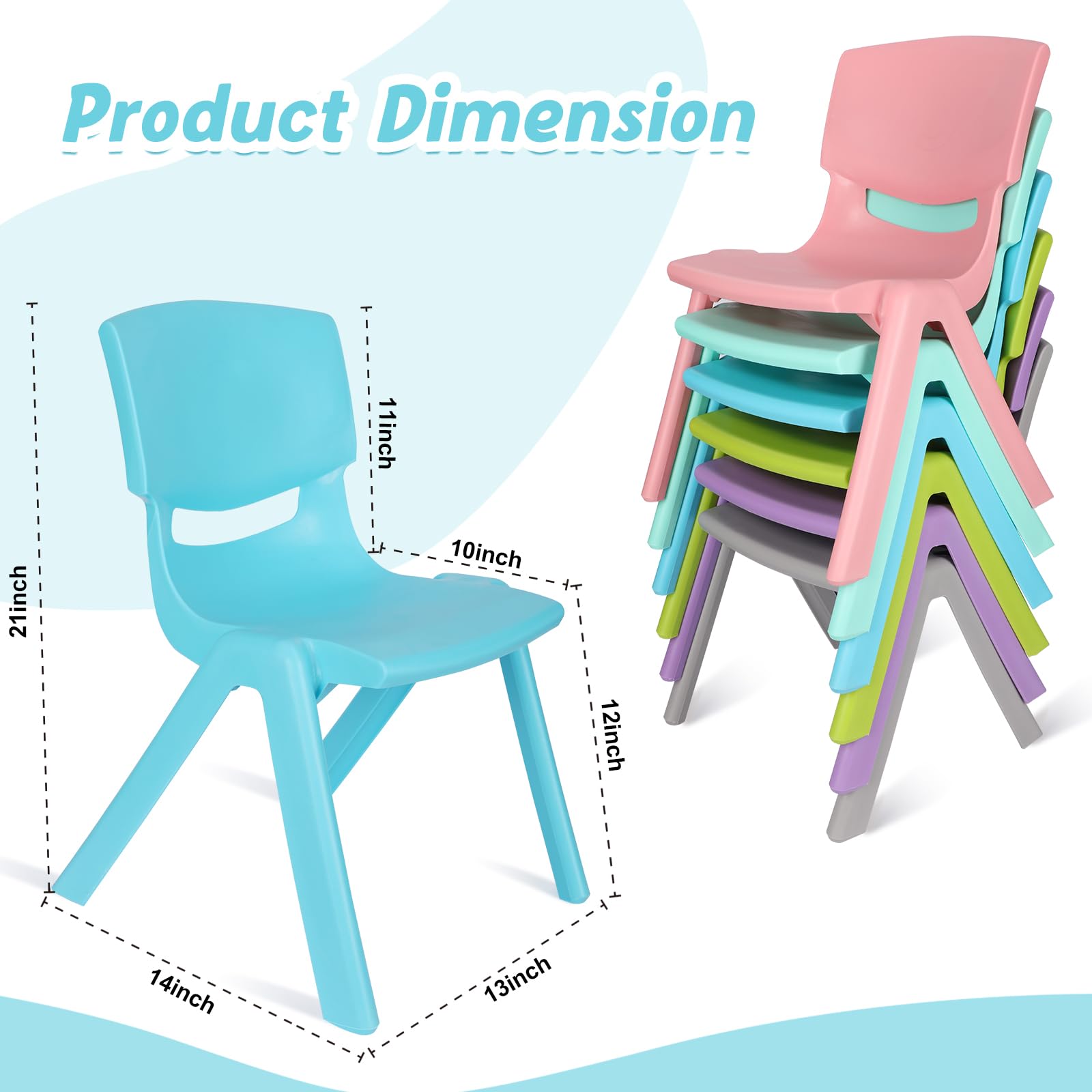 12-Pack Kids Plastic Stacking Chairs, 12