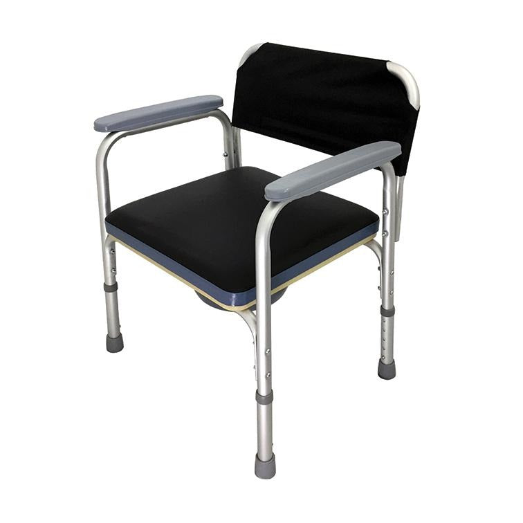 Adjustable Height Aluminum Commode Chair - Portable Toilet for Elderly & Disabled - Home & Travel Use