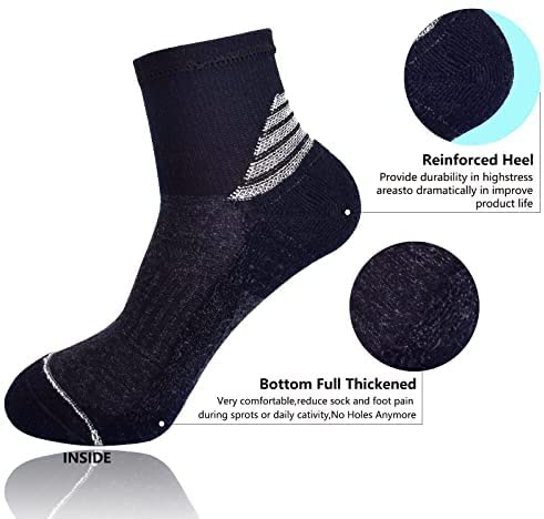 J.WMEET Women's Athletic Ankle Socks - 6 Pack Cushioned Running Socks for Hiking, Sports & Workout - Breathable Cotton Performance Socks for Gym, Jogging & Outdoor Activities