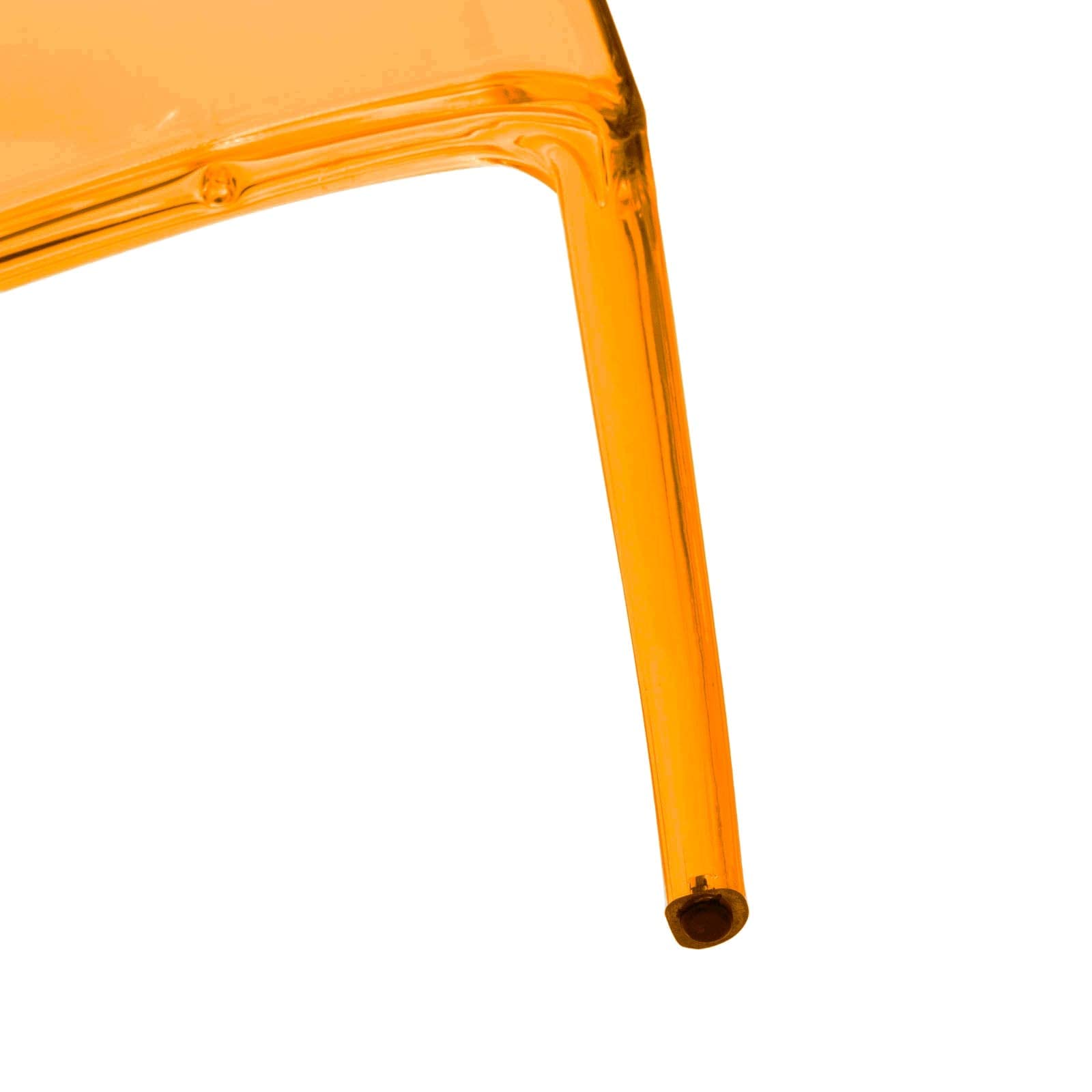 LeisureMod Adler Mid-Century Modern Dining Chair - Transparent Orange Acrylic Contemporary Design for Kitchen, Dining Room & Home Decor | Perfect for Modern Dining Sets, Breakfast Nooks & Stylish Interior Design