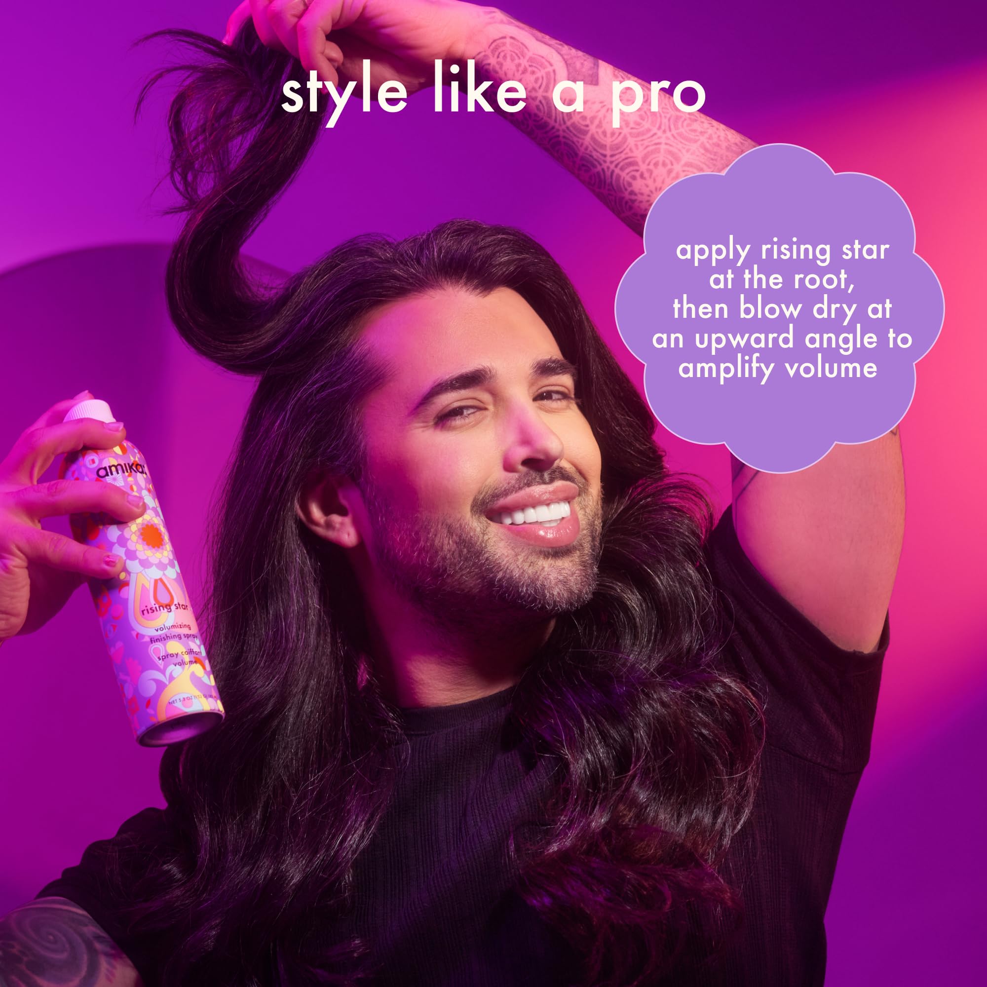 Amika Rising Star Volumizing Finishing Hair Spray for Fine & Flat Hair - Lightweight Hold & Shine for Everyday Styling & Special Occasions
