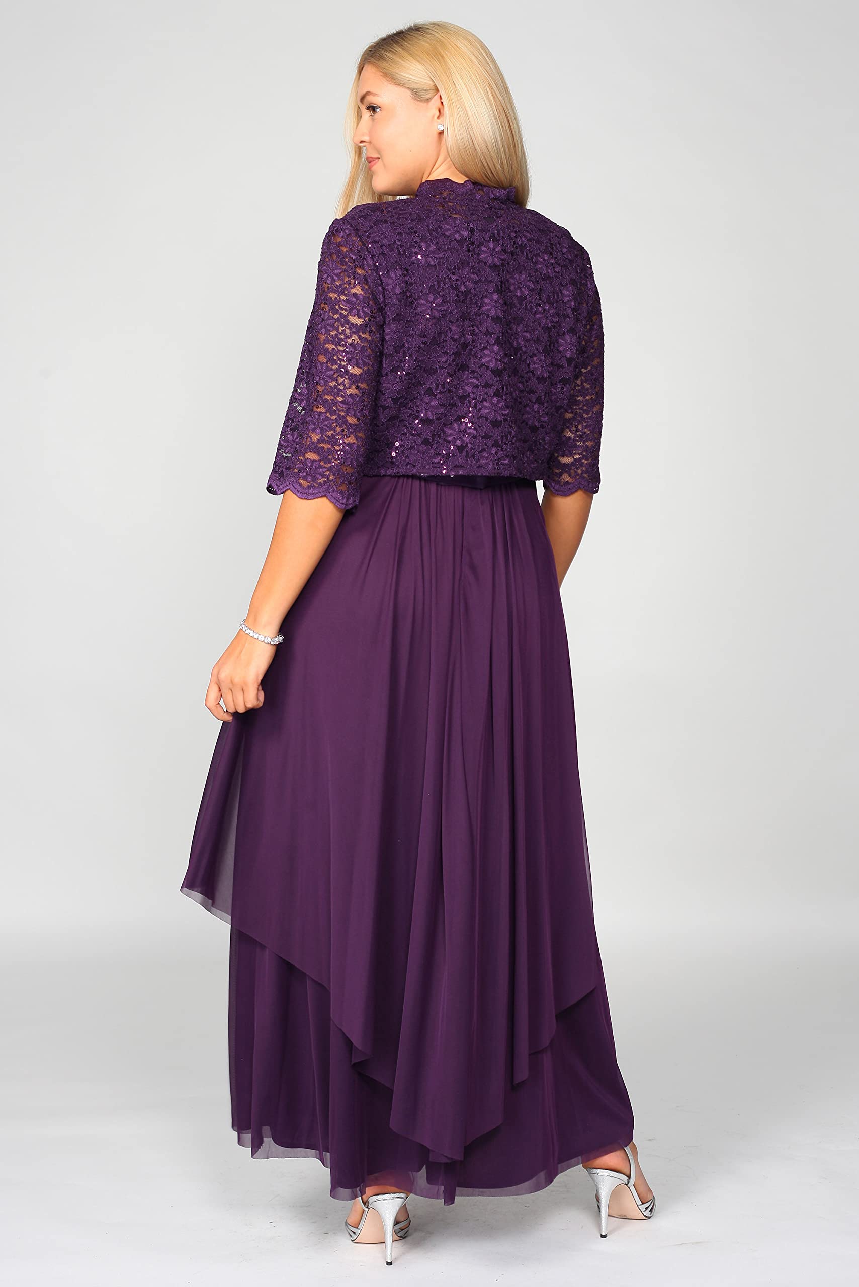 R&M Richards Women's Plus Size 2-Piece Lace Jacket Dress Set for Weddings, Parties & Special Occasions | Elegant Formal Outfit with Floral Embroidery