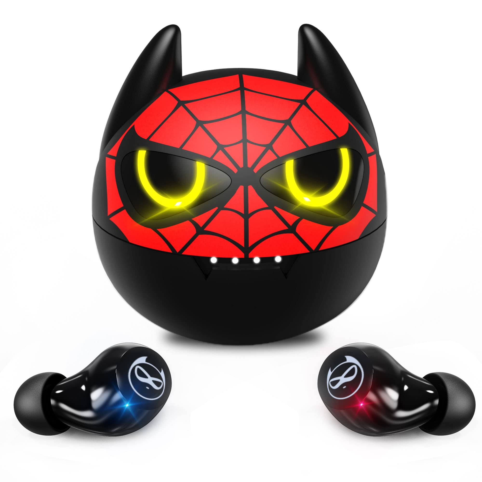 Wireless Earbuds with Touch Control - Stereo Sound Bluetooth Earphones & Red Cartoon Charging Case | Perfect for Gym, Running, Travel & Daily Commute