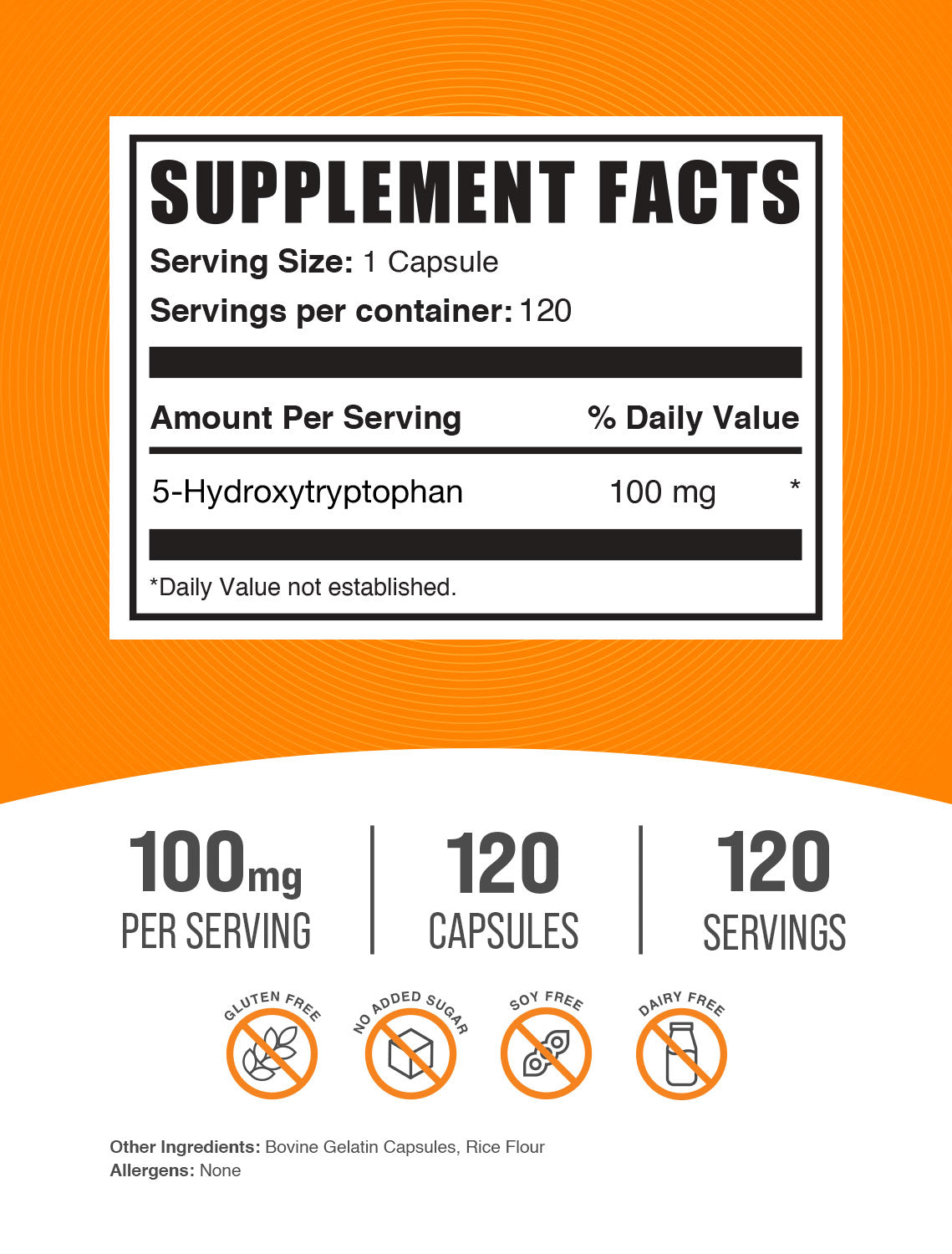 Premium 5-HTP (5-Hydroxytryptophan) 100mg Capsules - Natural Mood Support & Stress Relief Supplement - Vegan, Non-GMO - Supports Serotonin Production for Better Sleep & Emotional Balance - Great for Anxiety, Depression & Insomnia Relief