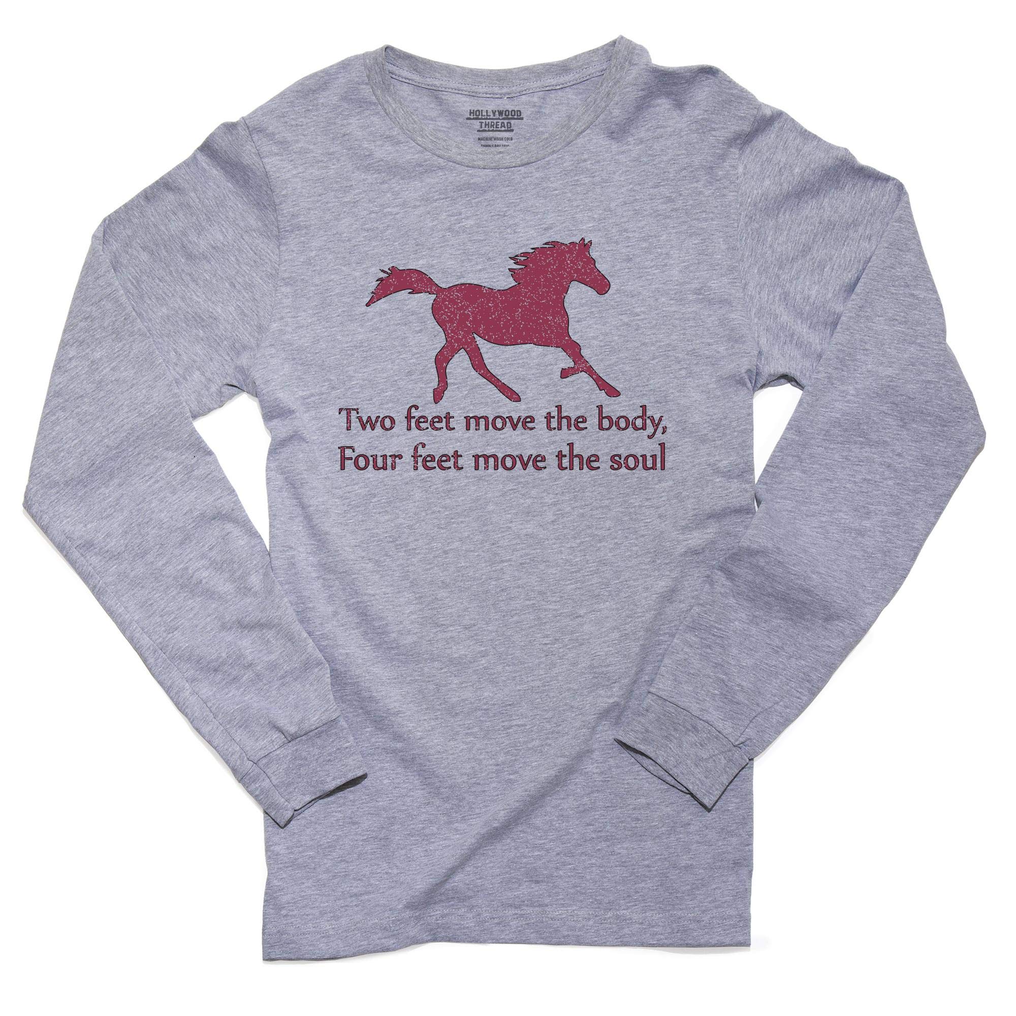 Equestrian Long Sleeve T-Shirt for Men - Two Feet Move Body, Four Feet Move Soul - Perfect for Horse Riding, Training & Outdoor Activities