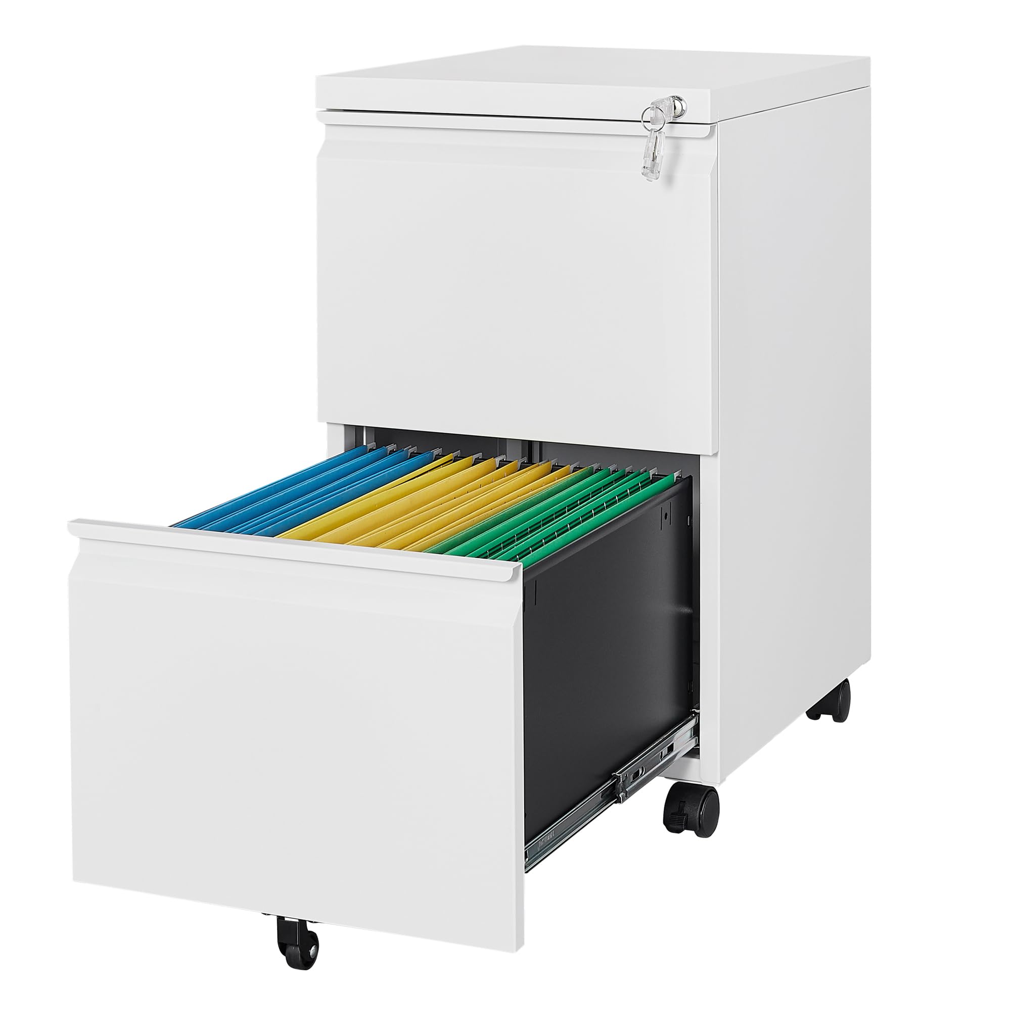 Letaya 2-Drawer Lockable Mobile File Cabinet - Under Desk Metal Storage Organizer for Home & Office - Holds Letter, Legal & A4 Files (White, Assembly Required) - Perfect for Small Spaces & Clutter-Free Workspaces
