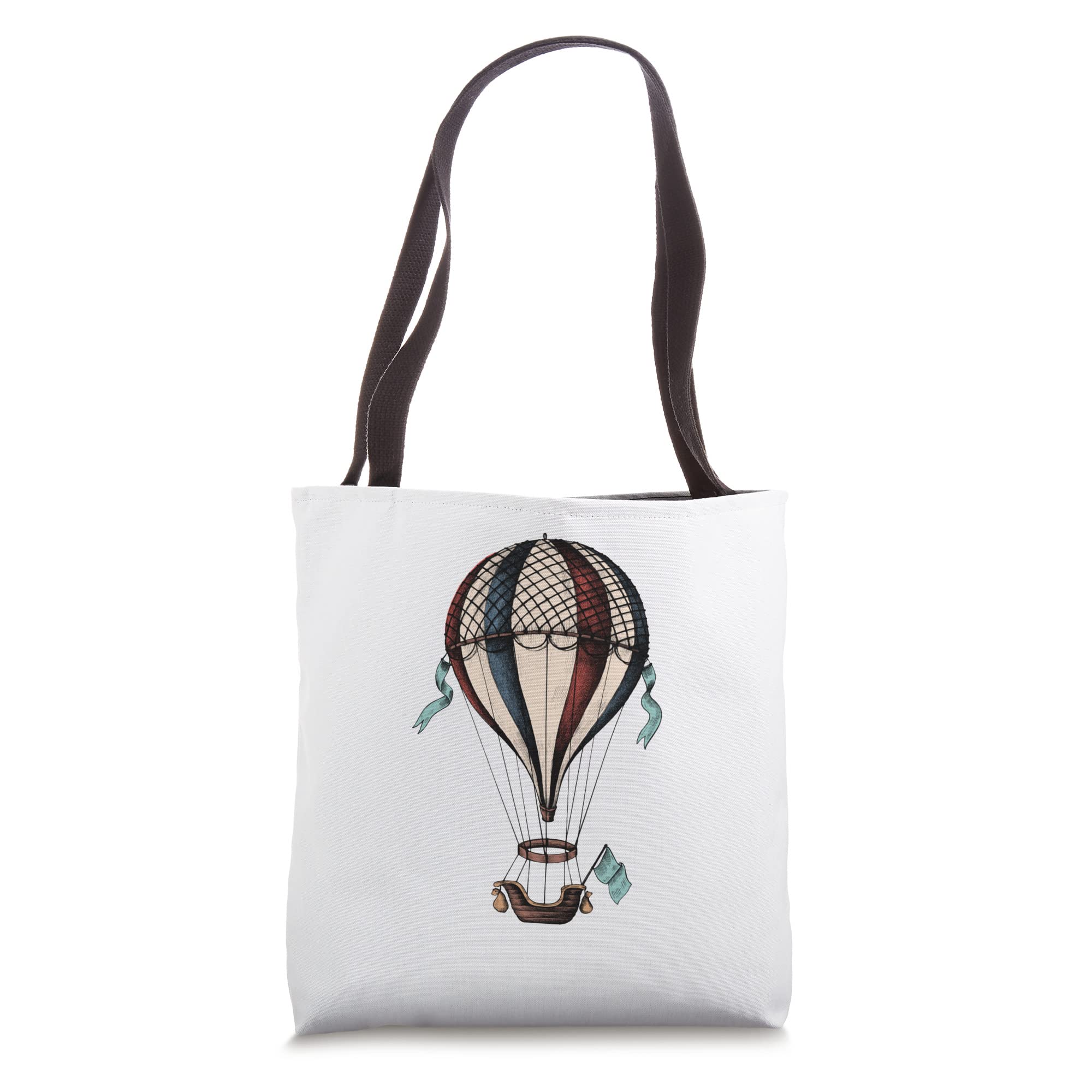 Vintage Hot Air Balloon Tote Bag - Large Canvas Shopping Bag for Women, Eco-Friendly Reusable Grocery Bag - Perfect for Beach, Picnic, Travel & Daily Use